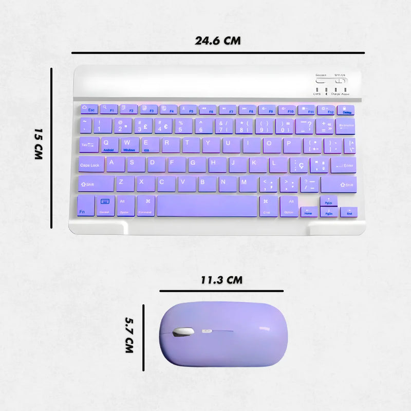 Teclado Sem Fio Bluetooth Recarregável Com Mouse