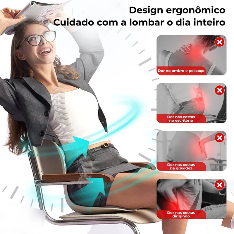 Almofada de Apoio Lombar Cadeira Correção de Coluna G - PRET