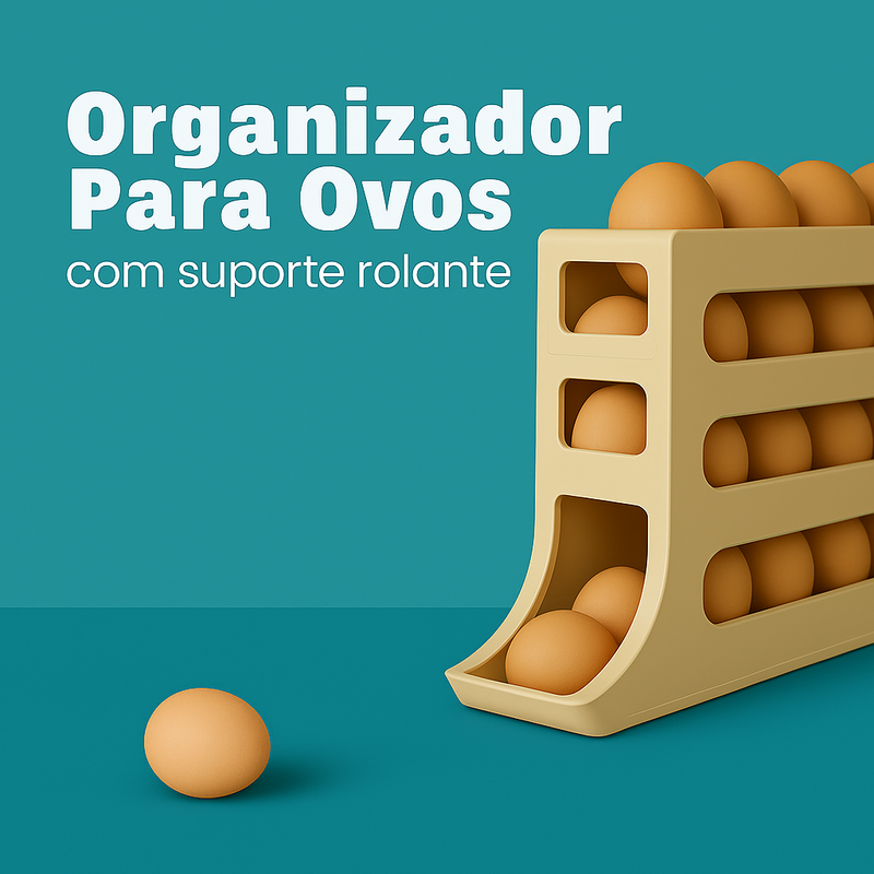 Organizador Para Ovos com Suporte Rolante Bege