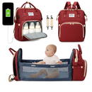 Mochila Maternidade Vira Berço Bebê Usb Impermeável Trocador