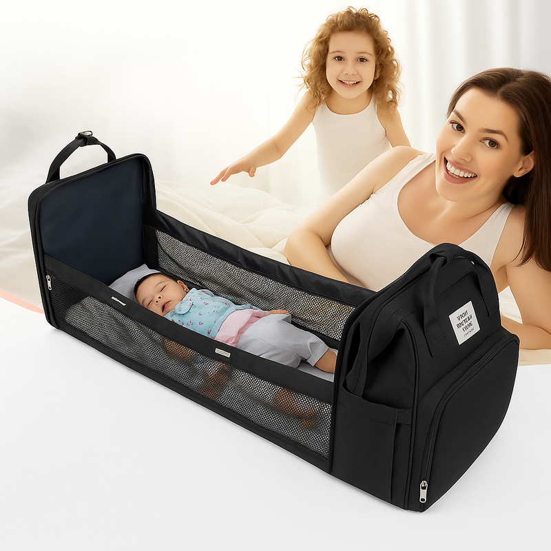 Mochila Maternidade Vira Berço Bebê Usb Impermeável Trocador