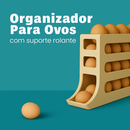 Organizador Para Ovos com Suporte Rolante Cinza
